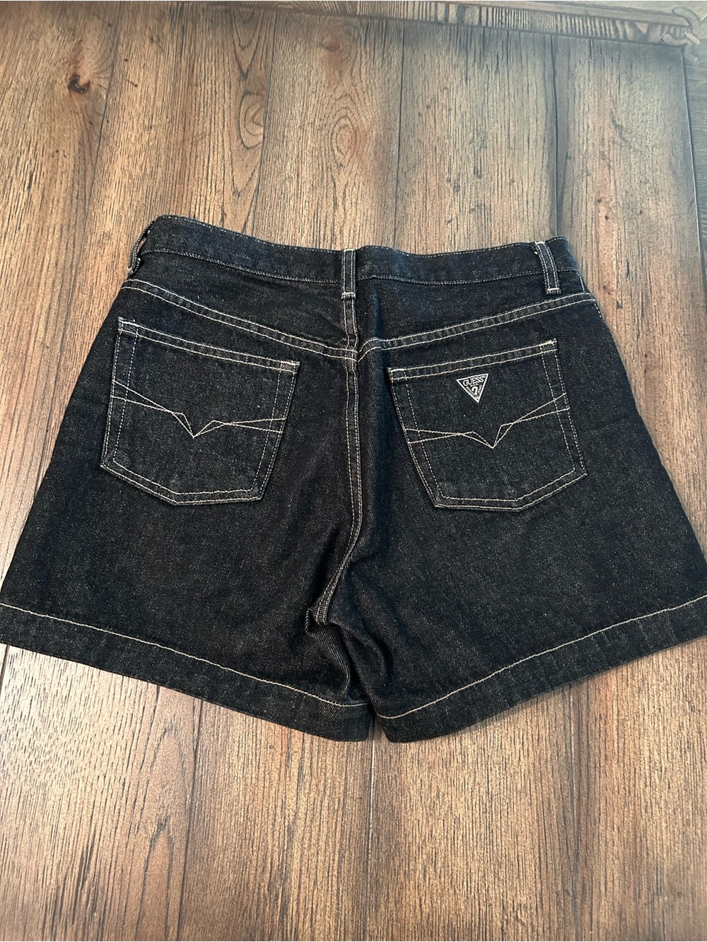 Guess Black Denim High-Rise Back-Pocket Shorts